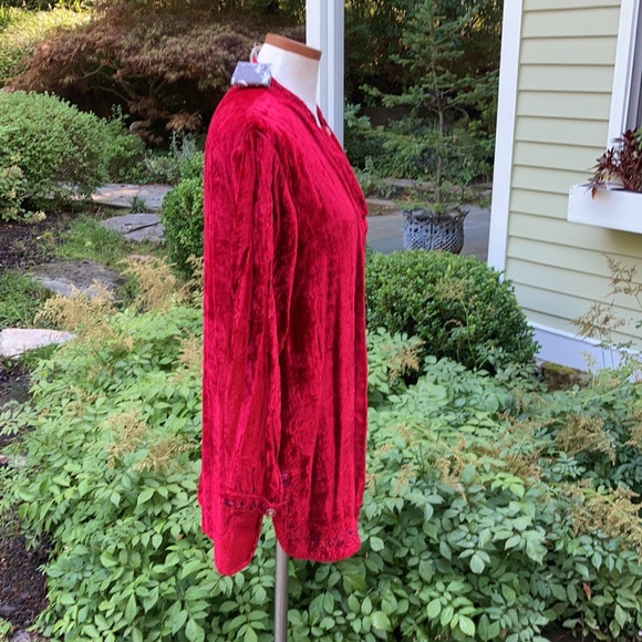 Vintage boho Hippy red velvet tunic unisex India M - Picture 5 of 12